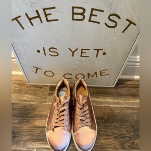 INC champagne satin with stones on the heels sneakers